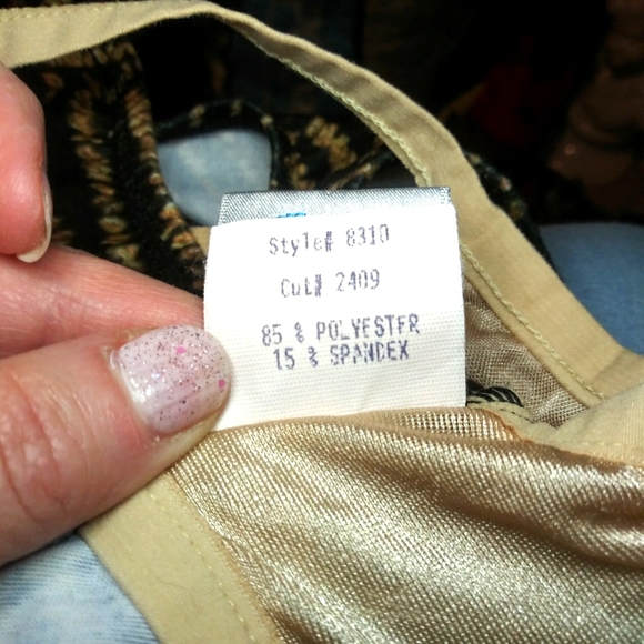 Vintage 1990's/Y2K Tribal Print Baja Blue Tan/Black High-Cut One Piece Swimsuit - Picture 11 of 12